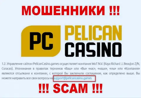 Ни при каких условиях не рекомендуем отправлять сообщение на почту мошенников PelicanCasino Games - оставят без денег мигом