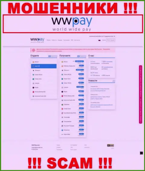 Официальная web страничка мошеннического проекта WW Pay