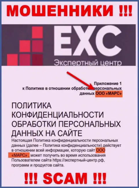 Вот кто руководит компанией Экспертный Центр РФ - это ООО МАРС
