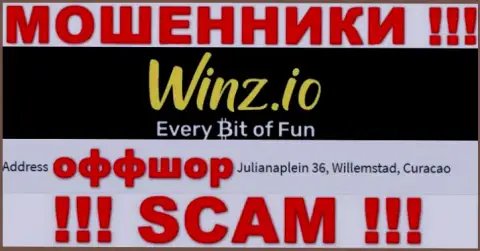 Неправомерно действующая организация Winz Casino зарегистрирована в офшоре по адресу - Джулианаплеин 36, Виллемстад, Кюрасао, будьте крайне внимательны