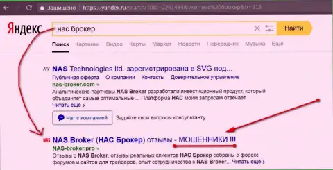 Первые 2 строчки Яндекса - NAS-Broker Com мошенники!