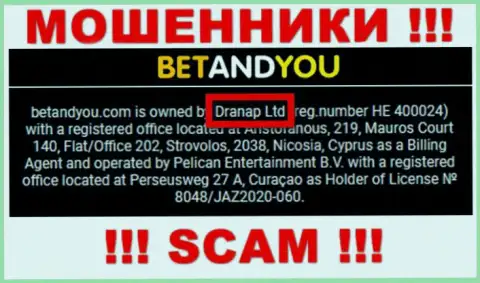 Воры Бетанд Ю не прячут свое юридическое лицо - это Dranap Ltd