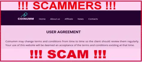 Coinumm Com Scammers can remake their client agreement at any time