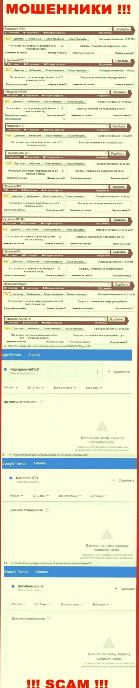 Статистические данные online запросов по бренду Narodnoe-IPO Ru в сети Интернет