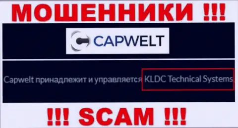 Юр лицо компании CapWelt Com - это KLDC Technical Systems, инфа позаимствована с официального web-портала