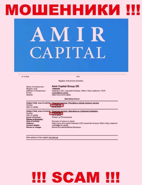 Amir Capital предоставляют на веб-ресурсе лицензионный документ, невзирая на этот факт цинично сливают клиентов