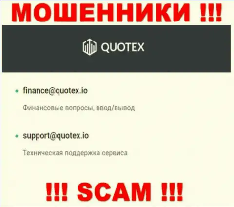 Е-мейл интернет мошенников Квотекс Ио
