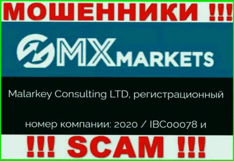 GMXMarkets - регистрационный номер internet мошенников - 2020 / IBC00078