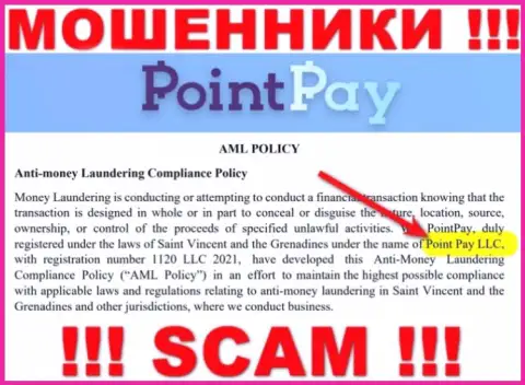 Организацией PointPay руководит Point Pay LLC - данные с официального сайта мошенников