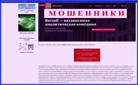 Borsell Ru - это МОШЕННИКИ !!! Присваивают финансовые активы наивных людей (обзор мошенничества)