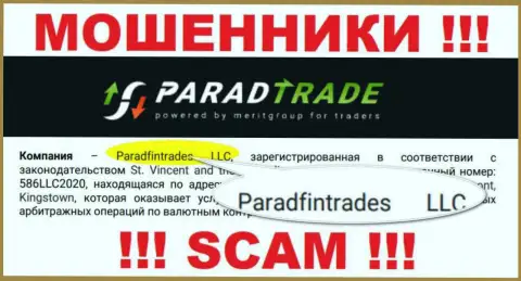 Юридическое лицо интернет воров Parad Trade - это Paradfintrades LLC