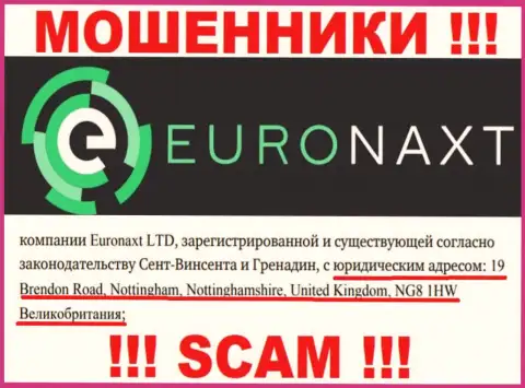 Юридический адрес компании EuroNax на ее web-портале фейковый - СТОПРОЦЕНТНО ОБМАНЩИКИ !!!