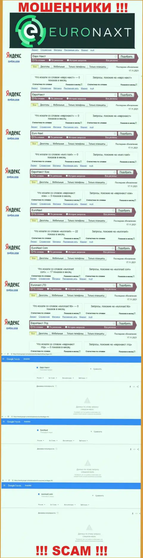 Онлайн-запросы по интернет-мошенникам EuroNax
