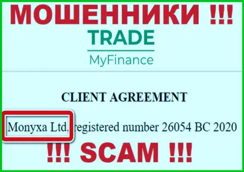 Вы не сбережете свои вложения работая совместно с организацией TradeMy Finance, даже если у них имеется юридическое лицо Monyxa Ltd