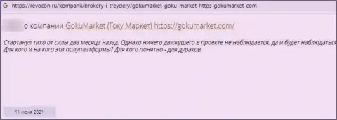 По мнению автора данного честного отзыва, GokuMarket Com - это противоправно действующая организация