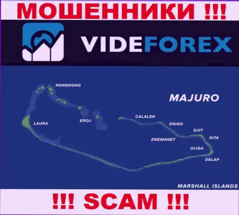 Организация VideForex Com имеет регистрацию довольно-таки далеко от своих клиентов на территории Majuro, Marshall Islands