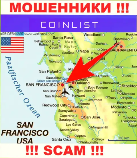 Официальное место регистрации КоинЛист Ко на территории - Сан-Франциско, США