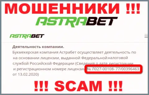 Не стоит доверять компании АстраБет Ру, хотя на интернет-ресурсе и представлен ее лицензионный номер