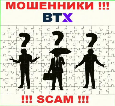 Узнать кто является руководителями организации BTX не представилось возможным, эти махинаторы промышляют противозаконными проделками, в связи с чем свое начальство скрыли