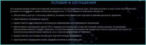 Услуги дилинговой организации Зиннейра, прописанные в Условиях и Соглашении на сайте биржи